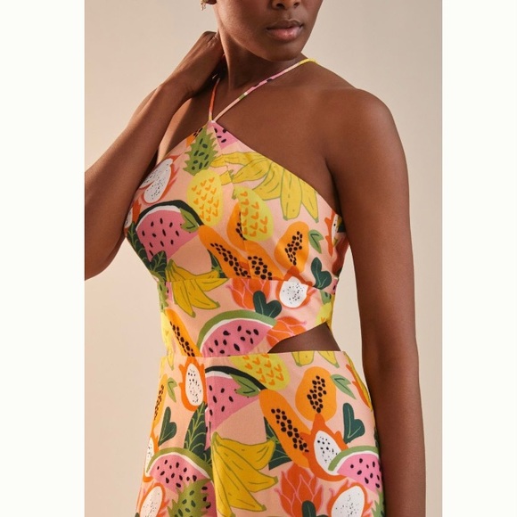 🌿|NWT| Anthropologie x Hutch Mixed Fruit Halter Romper - Picture 3 of 12